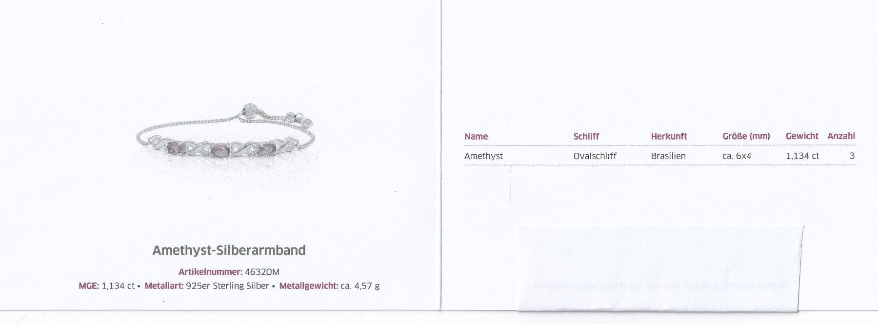 Bracciali & Braccialetti: Echtschmuck: Silberarmband 925er mit Amethyst – Nuovo (secondo la descrizione) da Zuchwil venduto da maumauchi 1