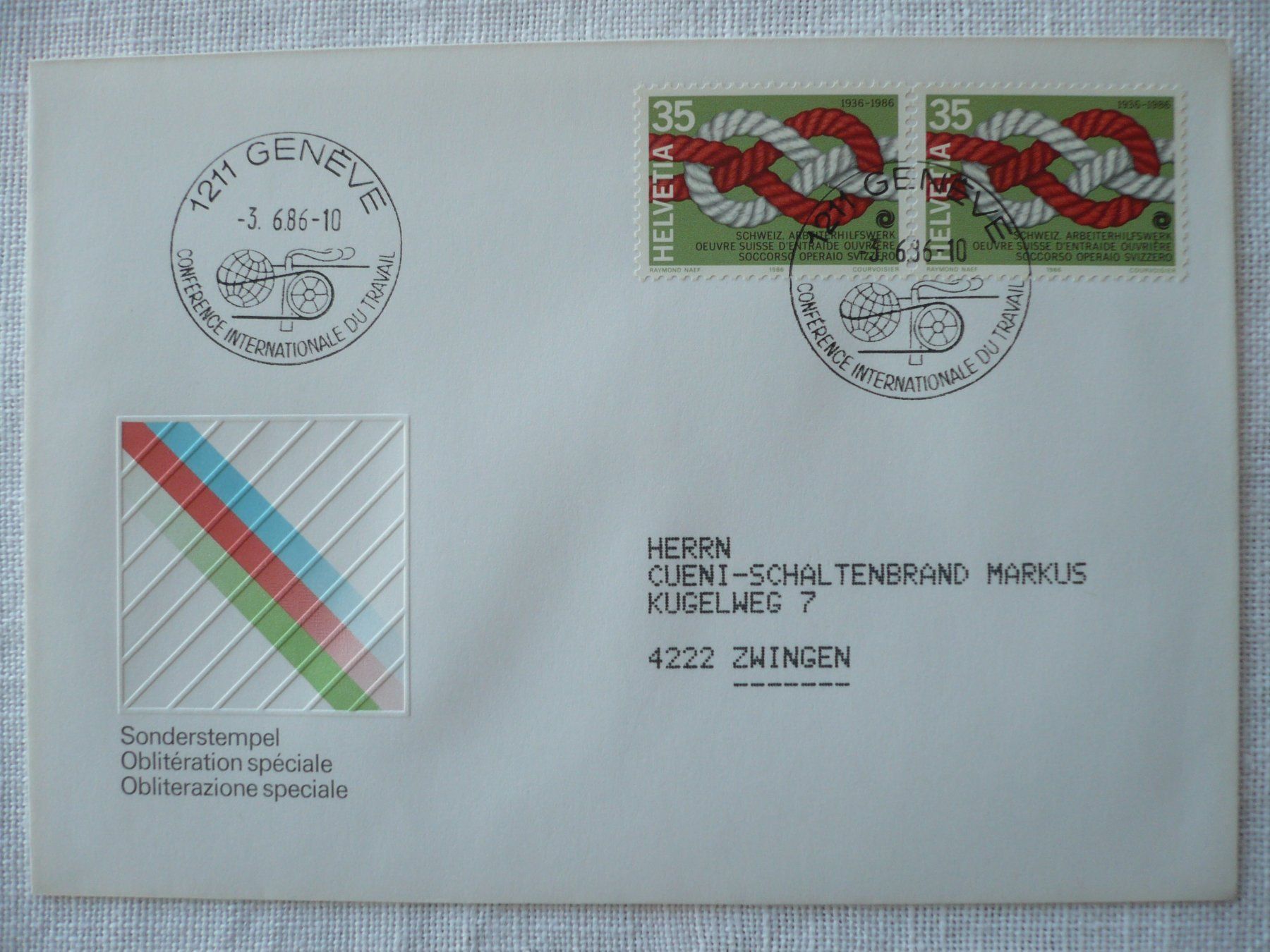 Tutti i francobolli: 1986 Internat. Arbeitskonferenz, Genève – Usato da Zürich venduto da saltandpepper008