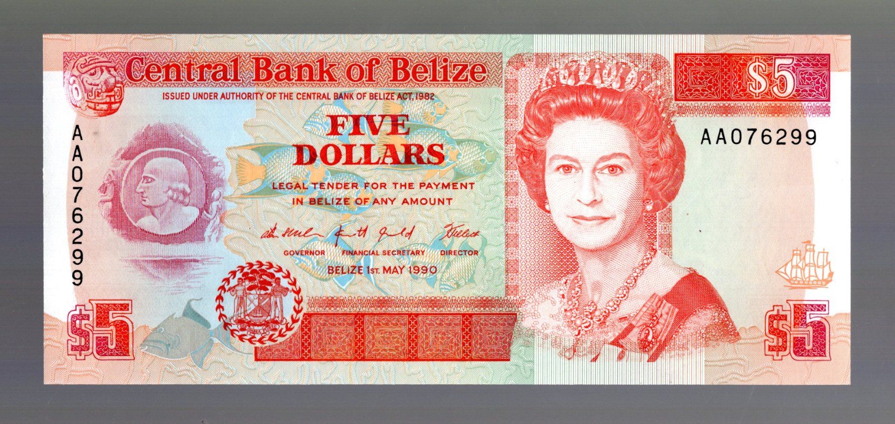 Banconote: Belize 5 dollars 1990 UNC – Nuovo (secondo la descrizione) da Leibstadt venduto da baroc333