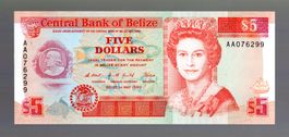 Belize 5 dollars 1990 UNC