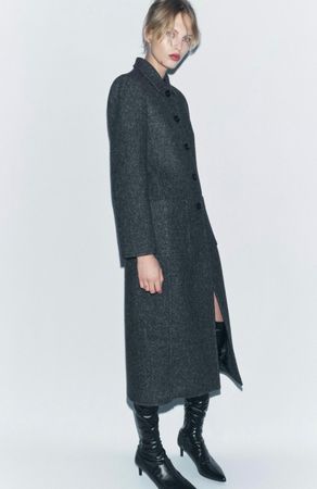 Wollmantel dunkelgrau S/manteau en laine gris foncé S
