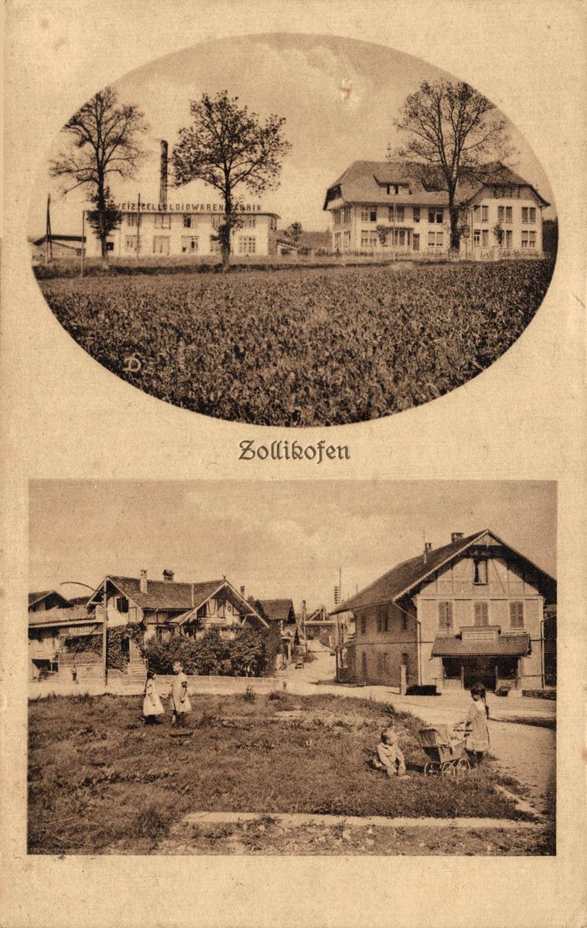 Cartoline postali: Zollikofen. Schweiz. Celluloidwarenfabrik – Usato da Bronschhofen venduto da Astore