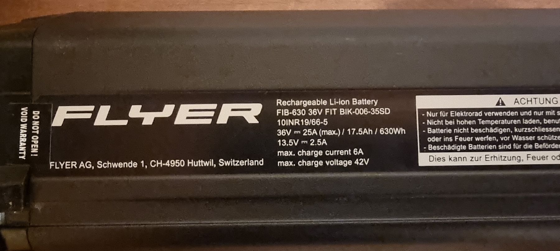 Flyer Batterie: Flyer Akku 630Wh intube – Usato da Buchs SG venduto da MATGEOMAR 1