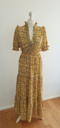 Maxikleid gelb/bunt Gr. 34/XS Neu