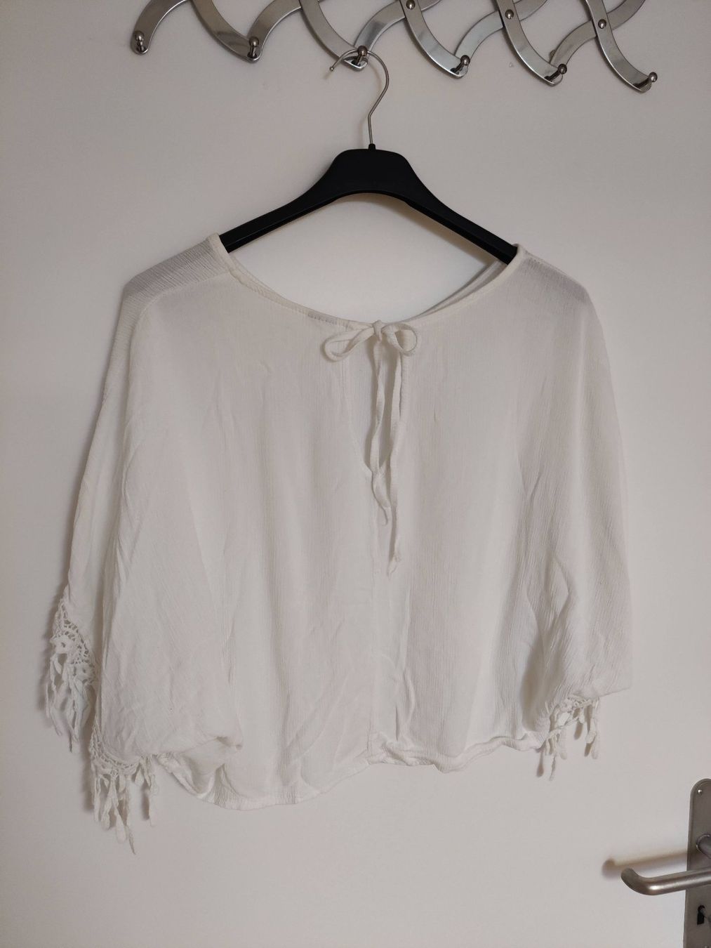 Zebra Top: Weisses Sommertop mit Fransen, Zebra, Gr. 38 – Usato da Birmensdorf ZH venduto da Nebuliane 1