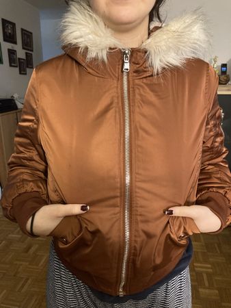 Tally Weijl Winterjacke Gr. 36 Braun Kunstfell Kapuze