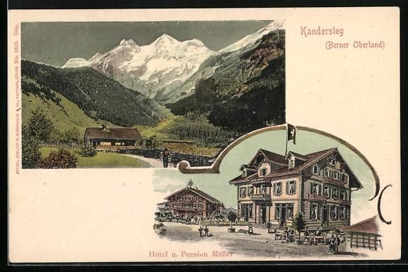 Cartes postales: Kandersteg, Blick in das Tal, Hotel und  – D'occasion à Berlin par bartko-reher
