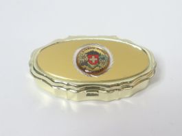 Vintage Taschen Aschenbecher Metall unbenutzt Gold Oval