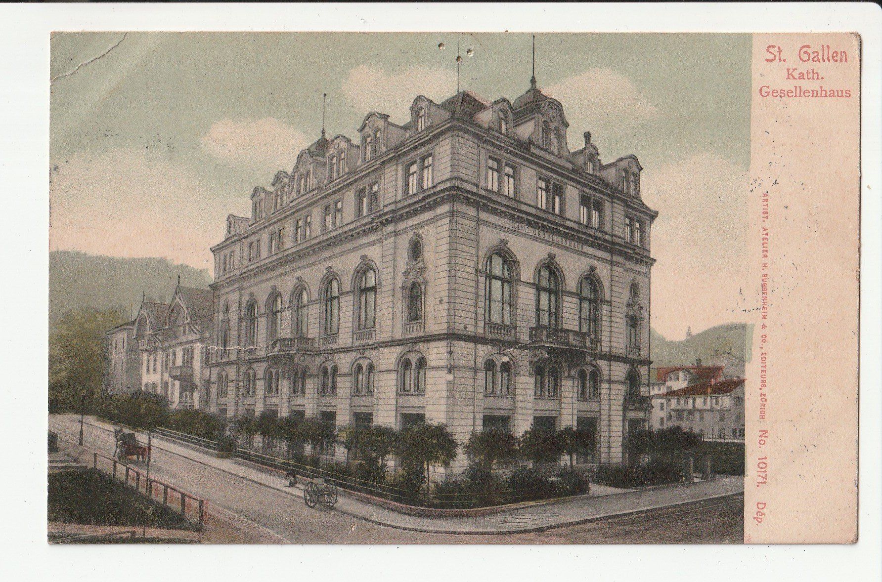 Cartoline postali: St. Gallen Kath. Gesellenhaus – Usato da Rheineck venduto da rhynegg