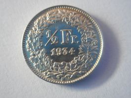 50 Rp. 1934 silber  unz/stgl
