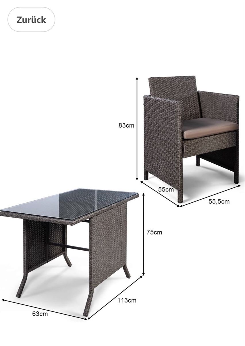 Set di tavolo e panche: Rattan tisch mit 2 Stühle – Usato da Zürich venduto da Privat4444 4