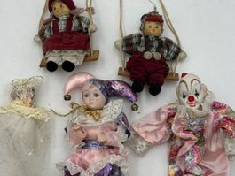 Puppen 5 Stück Figuren Clown Schaukel Holz 5 Stk.