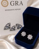 Moissanite Ohrstecker 2 x 2 Karat – Rhodiniert – mit GRA Rep