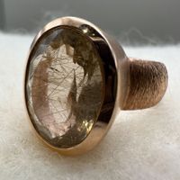 Rutilquarz Ring 925 Sterling Silber rosevergoldet Grösse 60