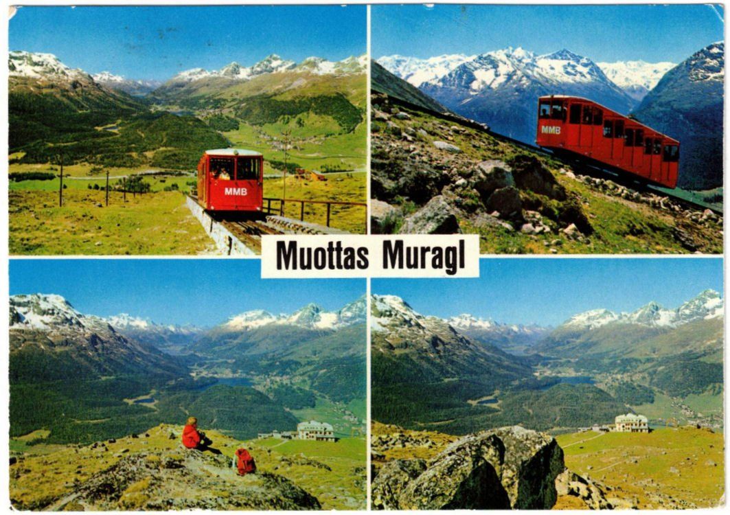Cartoline postali: St. Moritz - 4 Bild AK Muottas Muragl – Usato da Binningen venduto da Mountainrider