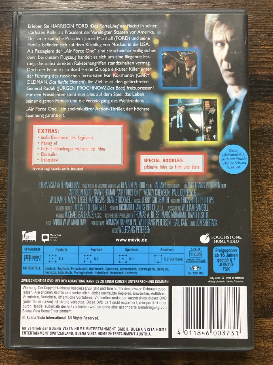 Tutti i DVDs: Air Force One DVD – Usato da Glarus venduto da Jhuber78 1