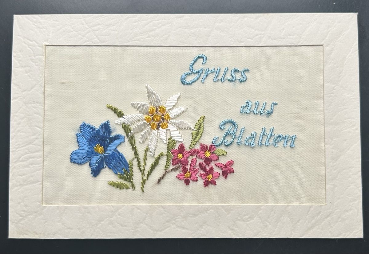 Cartoline postali: Gruss aus Blatten gestickte Karte  – Usato da Horw venduto da Tellbub