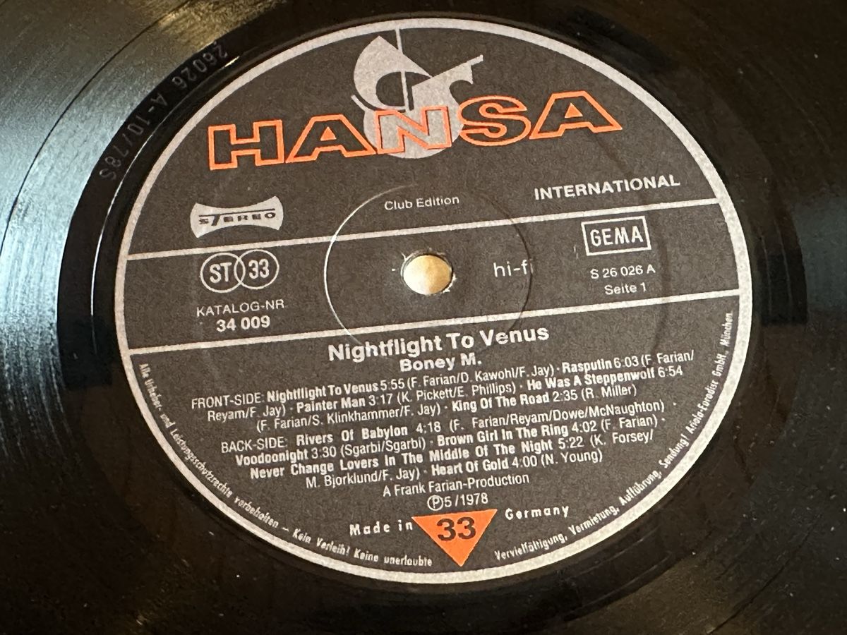 Dischi in vinile: Boney M. - Night Flight to Venus - LP – Usato da Lommiswil venduto da hedstrom1901 2