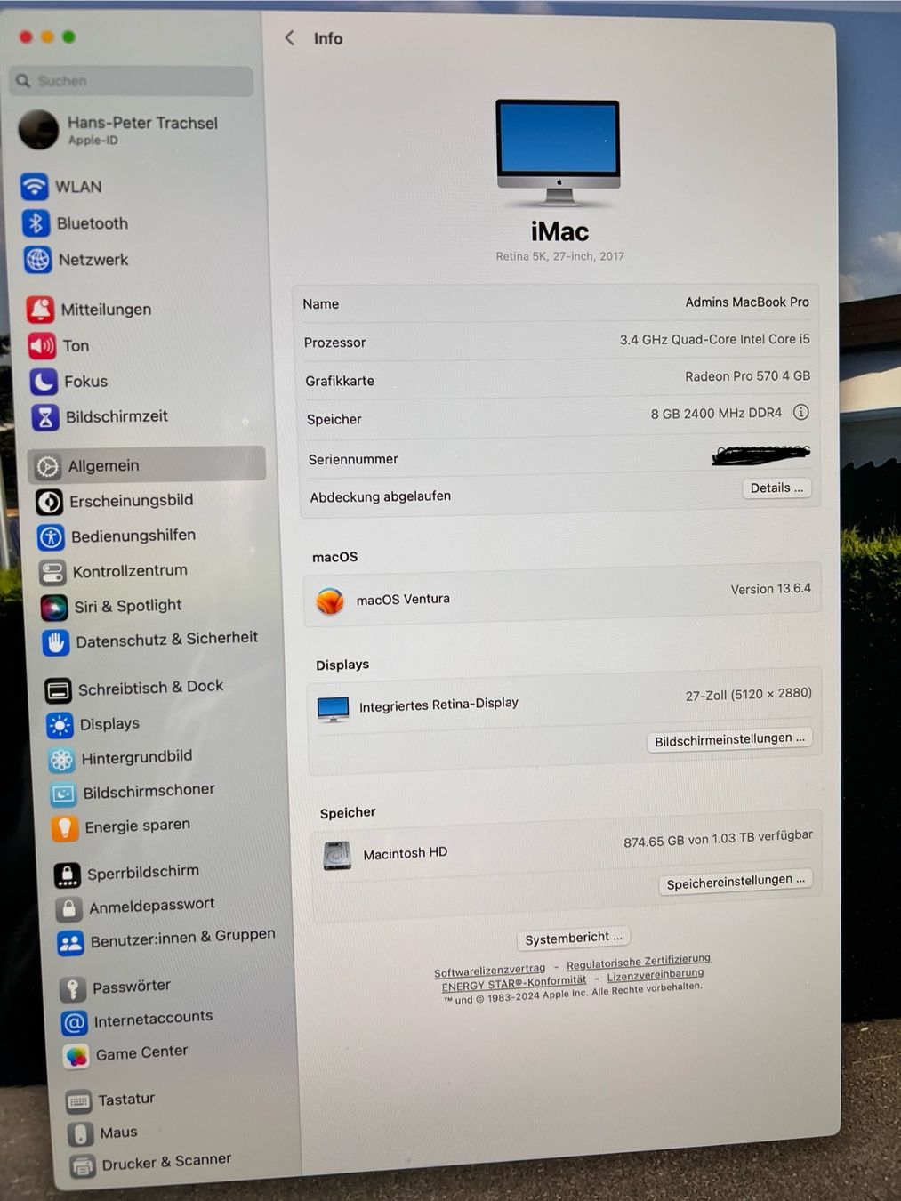 Apple PCs: iMac ( Retina 5K, 27-inch,2017 – Gebraucht aus Neuendorf von  1
