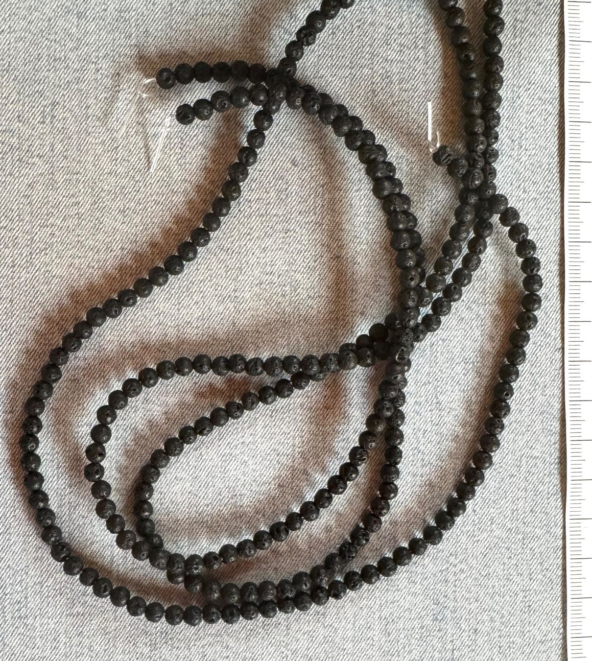 Catenine: 3 x Vulkan Stein  Lava  Strang   5mm    TOP nature – Nuovo e nell'imballaggio originale da Leuggern venduto da gemshow 5
