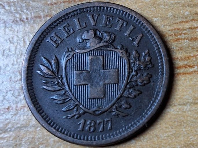 Tutti le monete: 1 Rappen 1877 - SELTEN! – Usato da Münchenstein venduto da purbach1 6