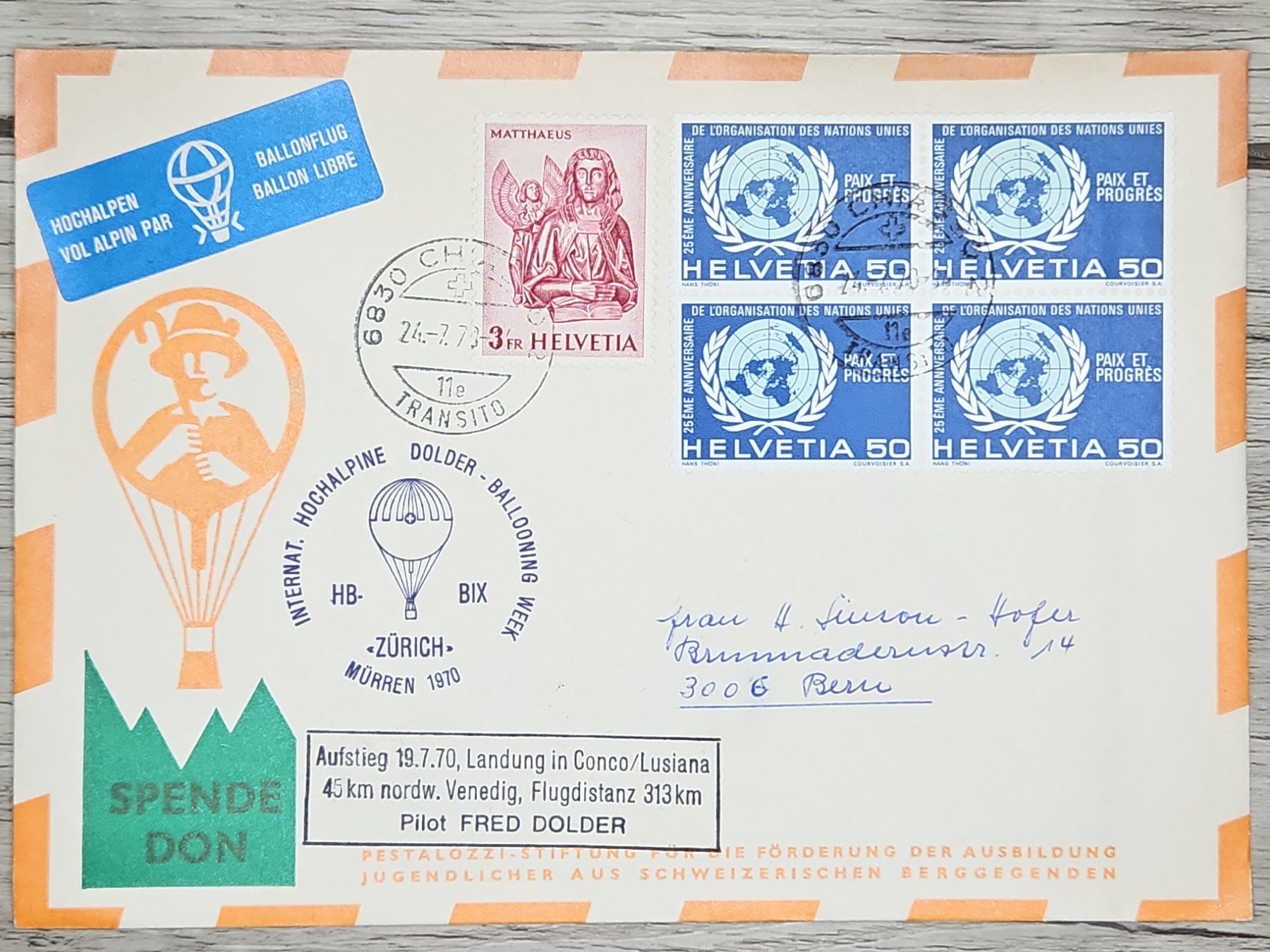 Tutti i francobolli: CL21 Enveloppe + Timbre Suisse 1970 – Usato da Cousset venduto da Patrick_Collections