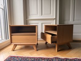 Massivholz Nachttische im 2er Set aus Eiche