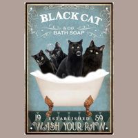 🔥 BLACK CAT BATH Katzen Blechschild 🖤 20x30cm OVP 🔥