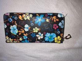 Portemonnaie Portmonee Tasche Blumen mit fächern schwarz