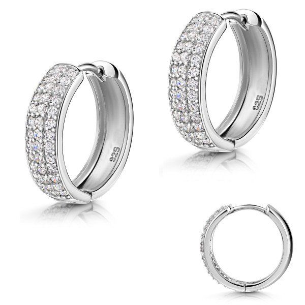 Orecchini pendenti & Orecchini a lobo: Scharniercreolen Silber 925 mit Zirkonias – Nuovo e nell'imballaggio originale da Illnau venduto da underprice