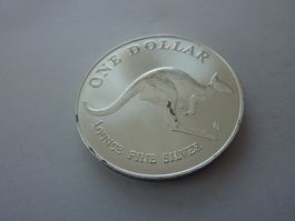 1 Unze - Silbermünze aus Australien : Känguru 1993. stgl.