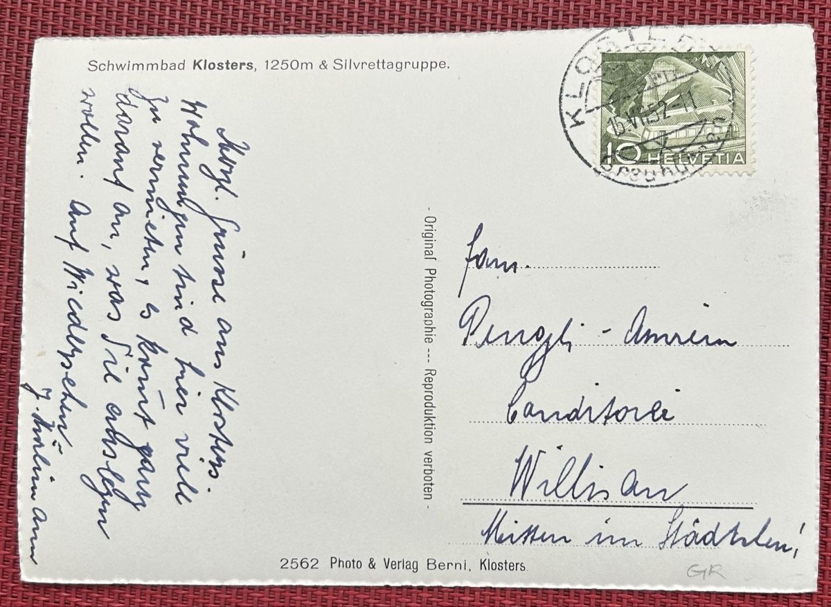 Cartoline postali: Klosters Schwimmbad  – Usato da Horw venduto da Tellbub 1