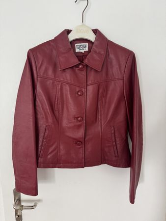 Damen Lederjacke, Gr. 38, Weinrot, Elegant, Top Zustand!