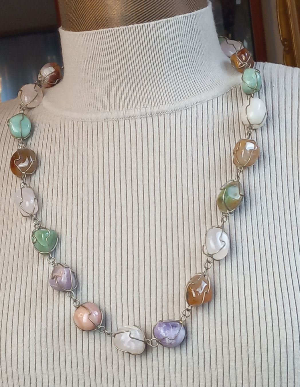 Catenine: Halskette "cageded Gemstone" silber Draht mit Edel Steinen – Usato da Buchs AG venduto da Dzirul 2