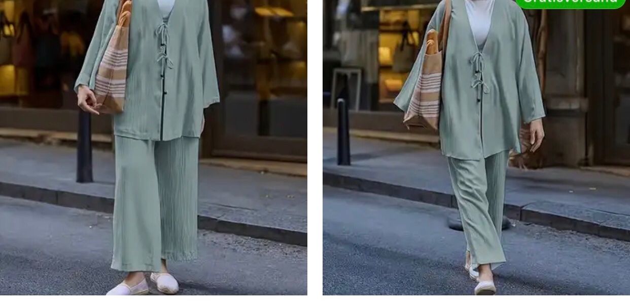 Completi & Tailleur: Mintfarbener Sommeranzug mit Bindedetail - Grösse L – Nuovo (secondo la descrizione) da Dübendorf venduto da nela123 6