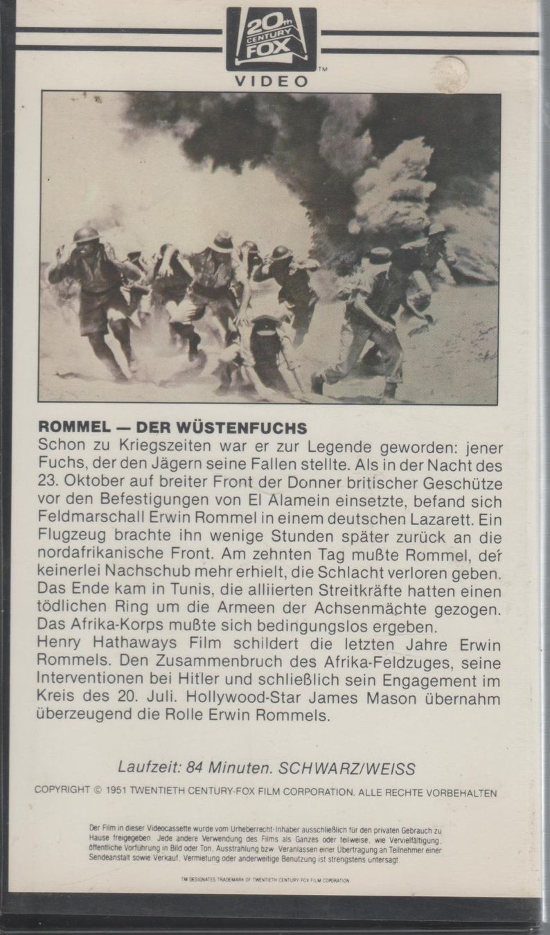 Alle VHS: Rommel der Wüstenfuchs VHS 20th C.FOX PAL 101453 – Gebraucht aus Remetschwil von Privatflohmi 1