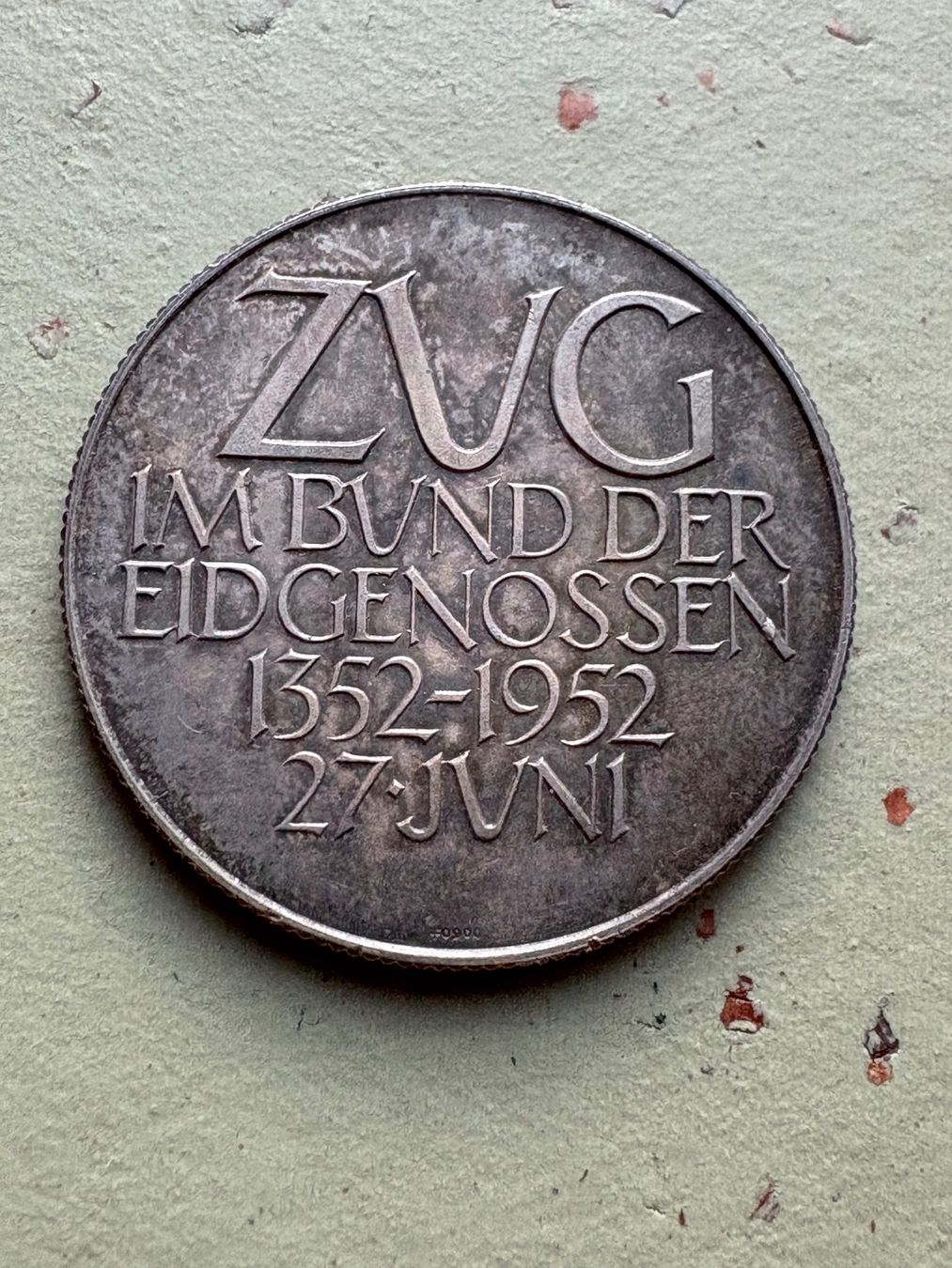 Medaglie: Zug 1952 Silbermedaille Bund der Eidgenossen – Usato da Zürich venduto da mysilvercoin