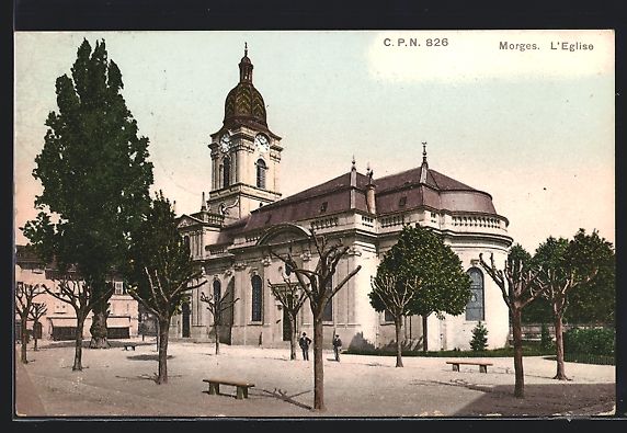 Cartoline postali: AK Morges, L'Eglise, 1907 – Usato da Berlin venduto da bartko-reher