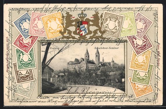 Cartoline postali: Präge-AK Freising, Schullehrer-Seminar  – Usato da Berlin venduto da bartko-reher
