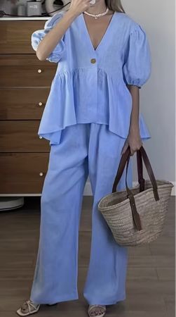 Completo di cotone colore azzurro-M/L-nuovo