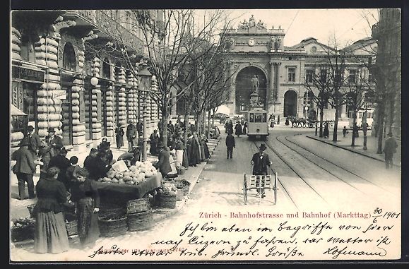 Cartoline postali: Zürich, Bahnhofstrasse, Bahnhof, Strass – Usato da Berlin venduto da bartko-reher