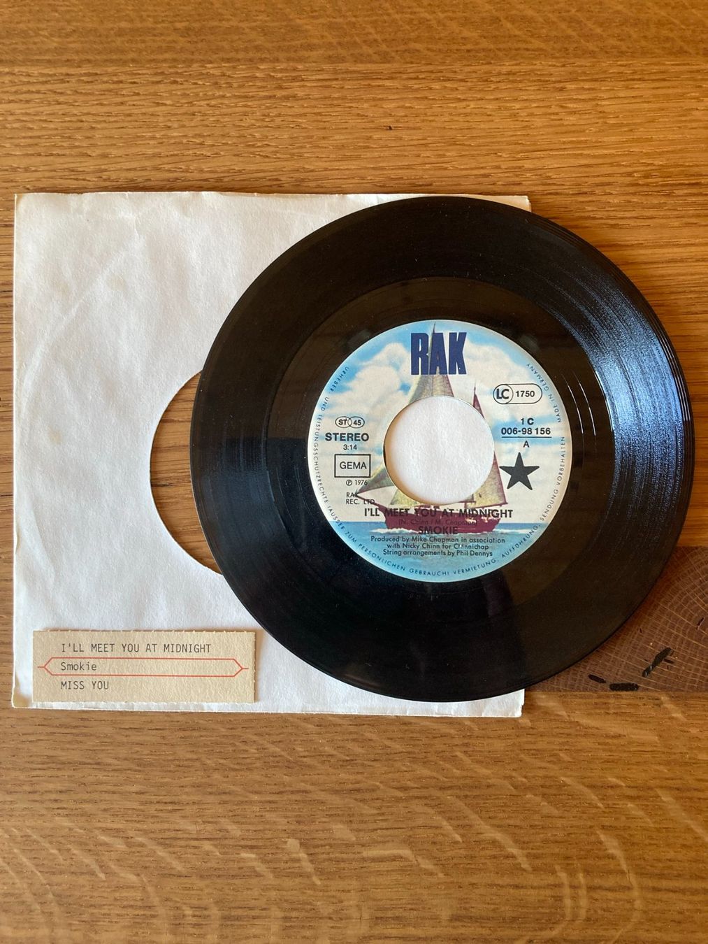 Dischi in vinile: Smokie "I'll meet aour at midnight" – Usato da Unterlangenegg venduto da Bricalla