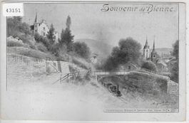 Souvenir de Bienne Biel mit Dampfzug