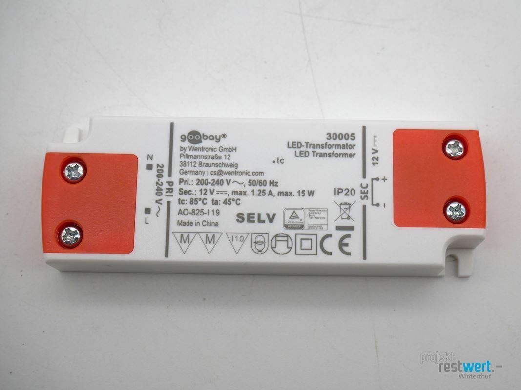 Componenti elettronici: GOOBAY LED-Trafo 12V, max. 15W – Nuovo (secondo la descrizione) da Winterthur venduto da Restwert_Winterthur 1