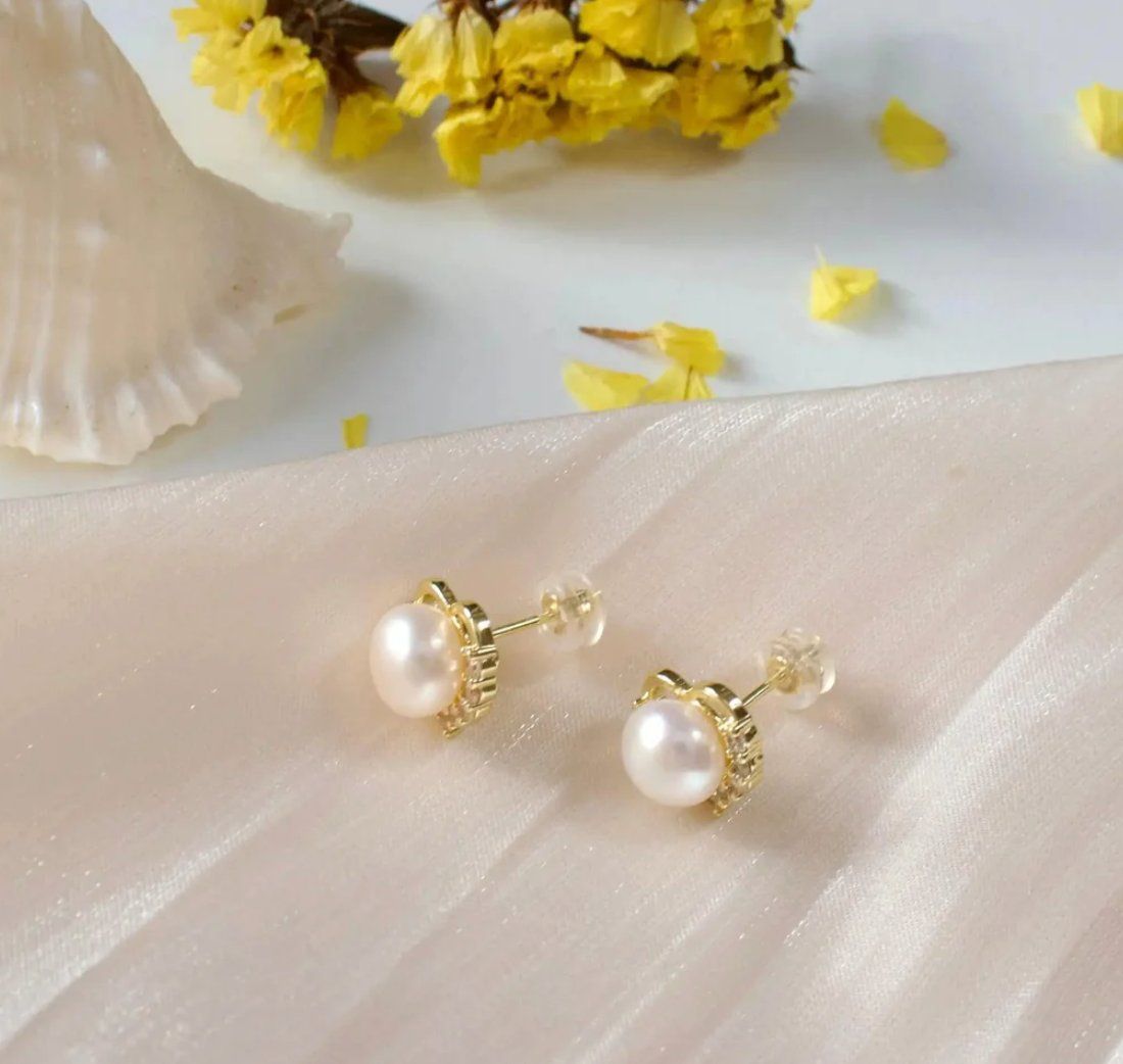 Orecchini pendenti & Orecchini a lobo: Herz mit Süsswasserperlen / Perlenohrstecker – Nuovo e nell'imballaggio originale da Romanshorn venduto da JK_Jewelry 3
