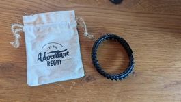 Armband Schwarz Lavastein- und Lederoptik