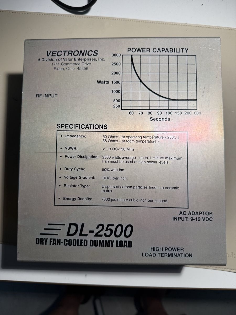Radiocomunicazione: Vectronics DL-2500 Dummy Load  – Usato da Zuzwil SG venduto da Stepwolf