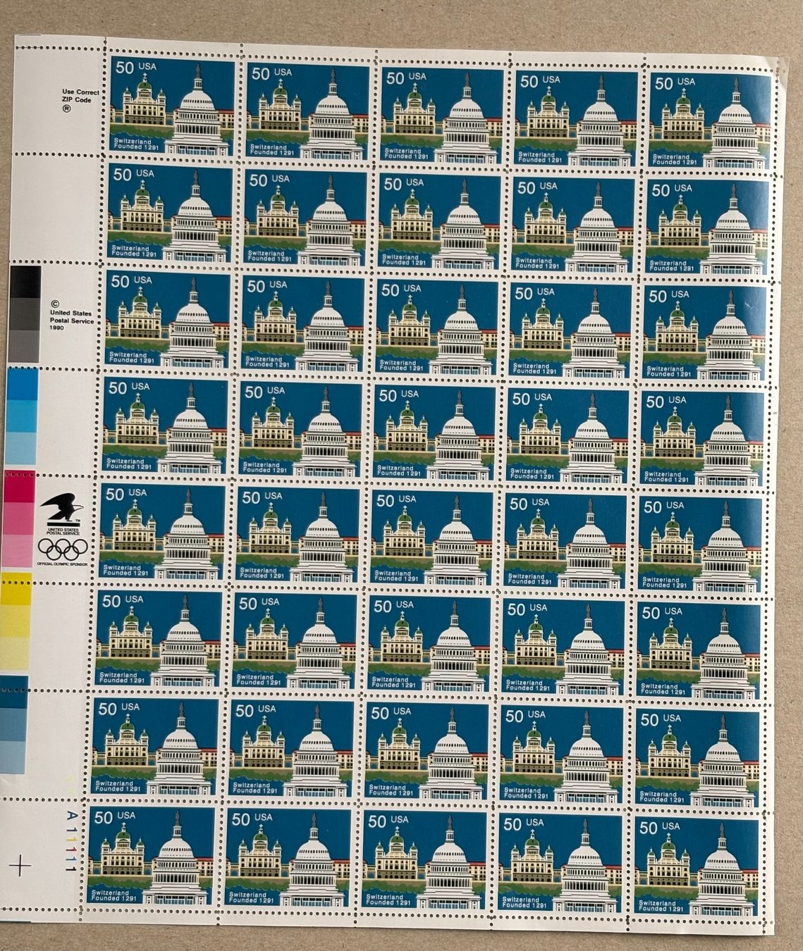 Alle Briefmarken: 40ER BLOCK USA -SCHWEIZ 50 MIT GUMMI – Gebraucht aus Ostermundigen von Wyatt-Earp