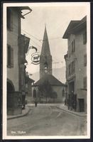 AK Bex, l'Eglise von der Strasse gesehen