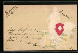 Präge-AK Helvetia mit Schild und Speer,